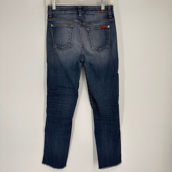 7FAM 7 For All Mankind Cropped High Rise Vintage Straight Leg Jeans Size 26 - Picture 5 of 7